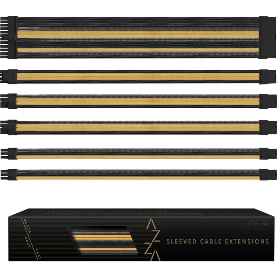 Gesleevte Kabelsets AZZA Sleeved Cable Extensions, Kabelmanagement (schwarz/gold) 5 Gesleevte Kabelsets AZZA Sleeved Cable Extensions, Kabelmanagement (schwarz/gold) – Bild 3