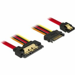 Netzteilkabel DeLOCK Adapterkabel SATA 7Pin + 15Pin > SATA 22Pin (schwarz/rot, 30cm, 22Pin-Buchse Gerade)