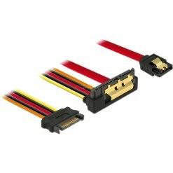 Netzteilkabel DeLOCK Adapterkabel SATA 7Pin + 15Pin > SATA 22Pin (schwarz/rot, 30cm, 22Pin-Stecker Abgewinkelt)