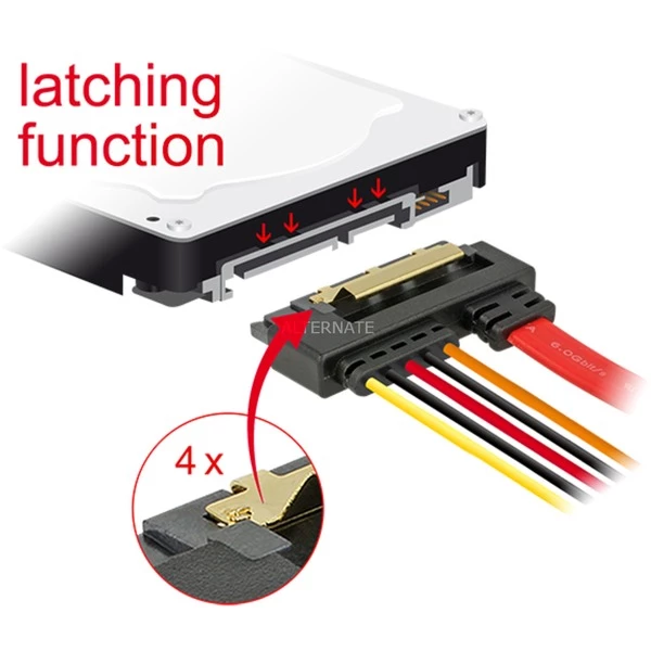 Netzteilkabel DeLOCK Adapterkabel SATA 7Pin + 5,25"-4Pin > SATA 22Pin (schwarz/rot, 30cm, 22Pin-Stecker Gerade) 4 Netzteilkabel DeLOCK Adapterkabel SATA 7Pin + 5,25"-4Pin > SATA 22Pin (schwarz/rot, 30cm, 22Pin-Stecker Gerade) – Bild 2