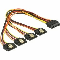 Netzteilkabel DeLOCK Kabel SATA 15Pin Stecker > 4x SATA 15Pin Buchse (schwarz/rot, 30cm)