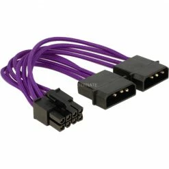 DeLOCK Power 8Pin EPS > 2x 4Pin, Adapter (violett, Textilummantelung)
