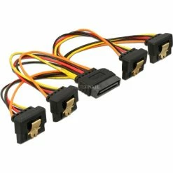Netzteilkabel DeLOCK SATA 15Pin Stecker > 4x Buchse, Gewinkelt (nach Unten), Kabel (15cm)