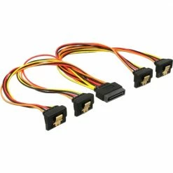 Netzteilkabel DeLOCK SATA 15Pin Stecker > 4x Buchse, Gewinkelt (unten), Kabel (30cm)