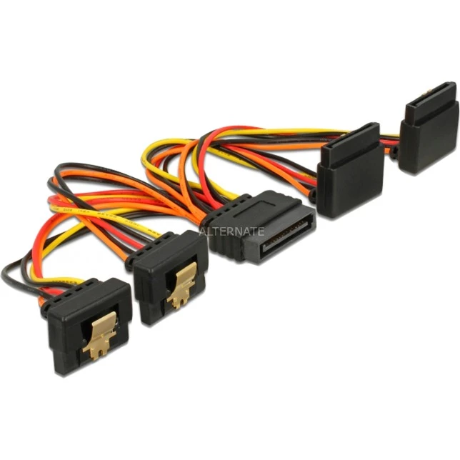 Netzteilkabel DeLOCK SATA 15Pin > 2x Unten + 2x Oben, Gewinkelt, Kabel (30cm) 3 Netzteilkabel DeLOCK SATA 15Pin > 2x Unten + 2x Oben, Gewinkelt, Kabel (30cm)