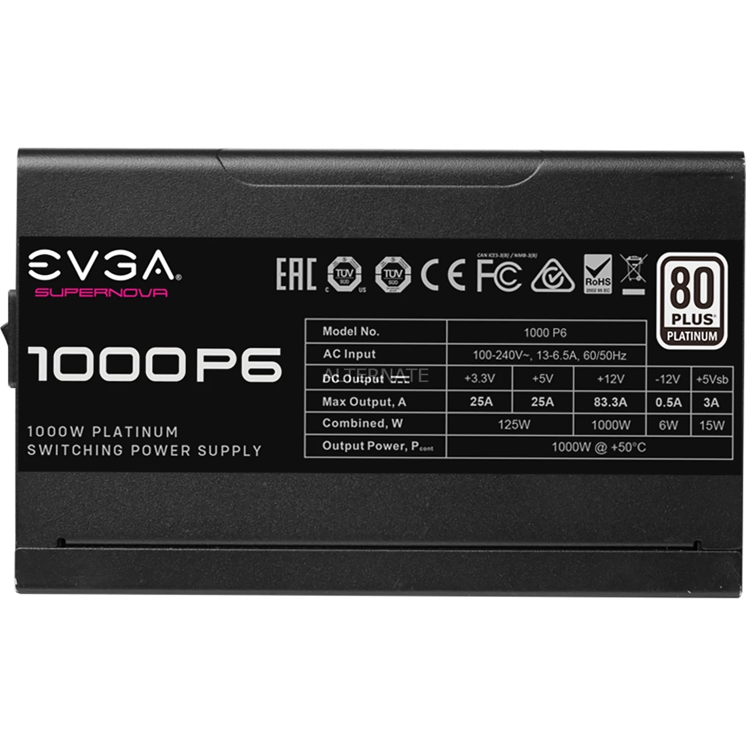 Ab 750 Watt EVGA SuperNOVA 1000 P6 1000W, PC-Netzteil (schwarz, Kabel-Management, 1000 Watt) 6 Ab 750 Watt EVGA SuperNOVA 1000 P6 1000W, PC-Netzteil (schwarz, Kabel-Management, 1000 Watt) – Bild 4