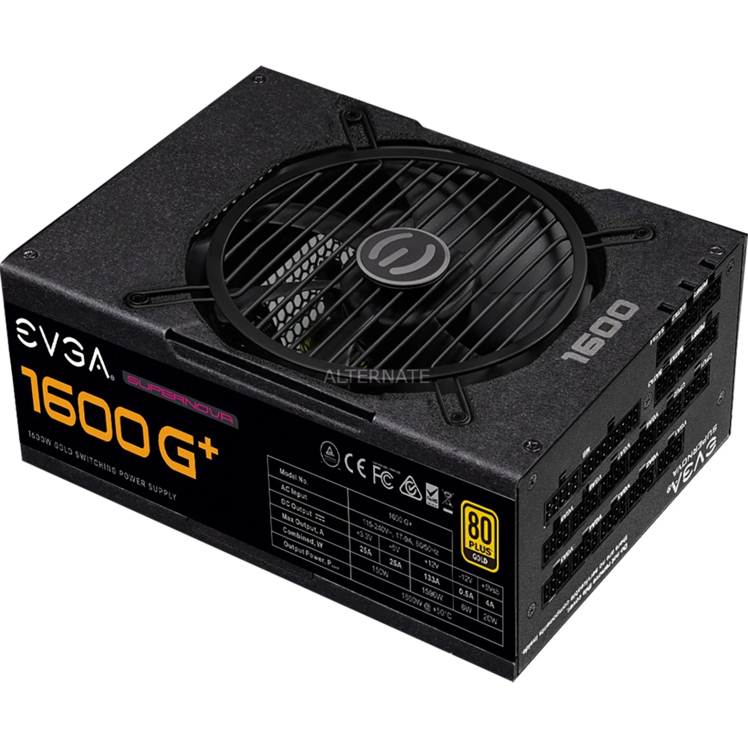 Ab 750 Watt EVGA SuperNOVA 1600 G+ 1600W, PC-Netzteil (schwarz, 10x PCIe, Kabel-Management, 1600 Watt) 4 Ab 750 Watt EVGA SuperNOVA 1600 G+ 1600W, PC-Netzteil (schwarz, 10x PCIe, Kabel-Management, 1600 Watt) – Bild 2