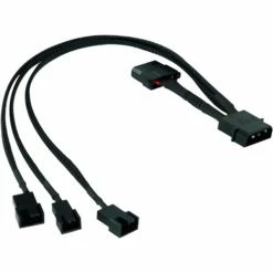 Phobya 4Pin 2,5" > 2x 4Pin PWM Und 3Pin, Adapter (schwarz, 30cm)