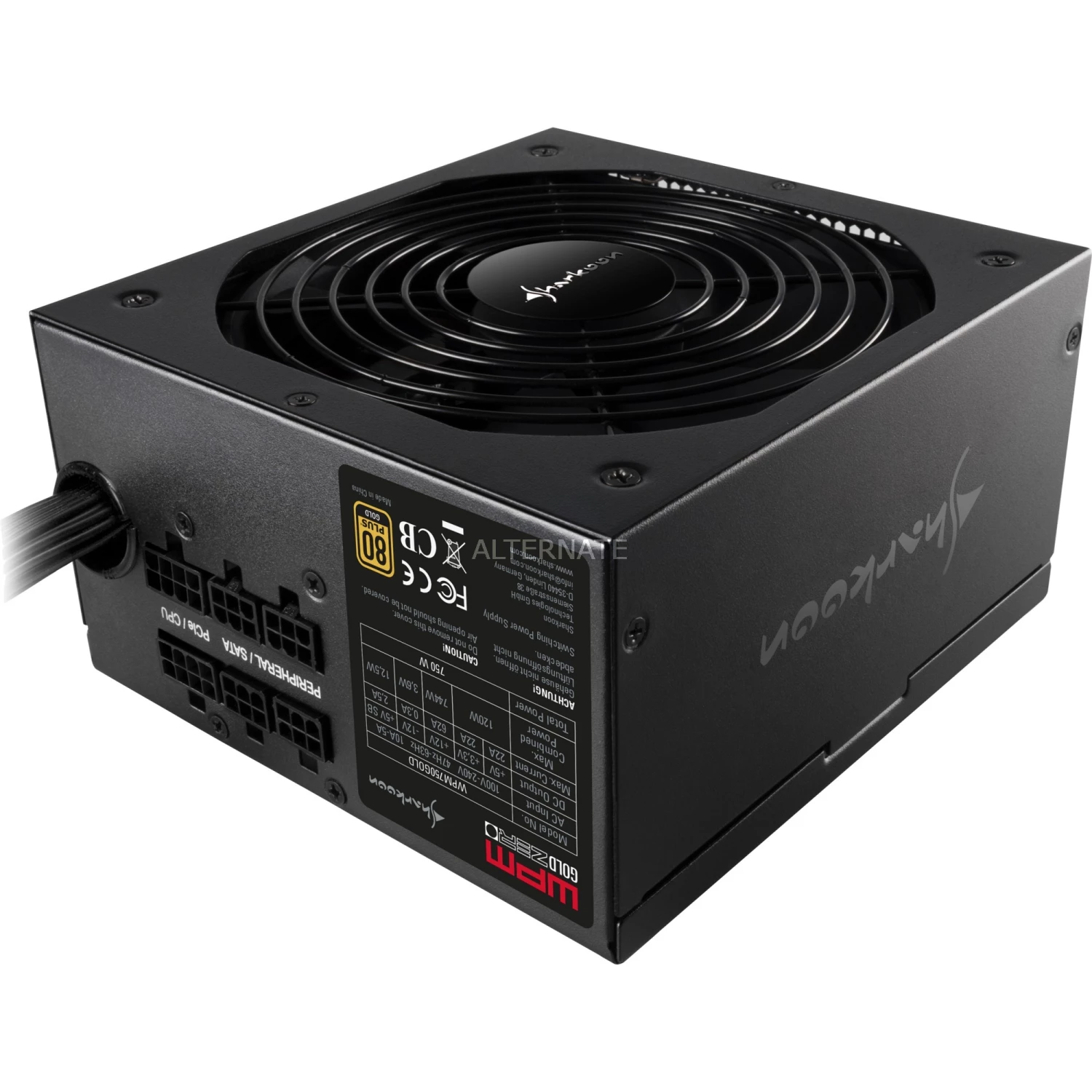 Ab 750 Watt Sharkoon WPM Gold ZERO 750W, PC-Netzteil (schwarz, 4x PCIe, Kabel-Management, 750 Watt) 4 Ab 750 Watt Sharkoon WPM Gold ZERO 750W, PC-Netzteil (schwarz, 4x PCIe, Kabel-Management, 750 Watt) – Bild 2