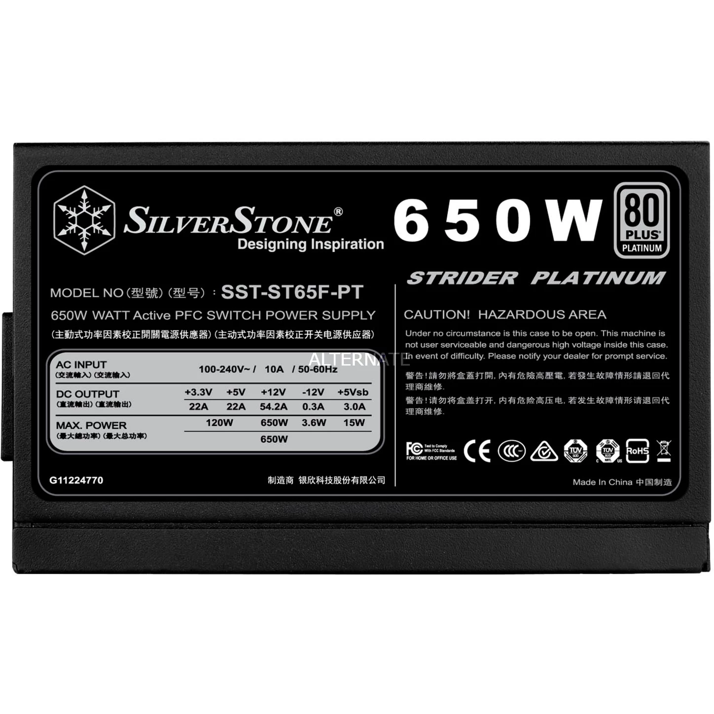 Ab 500 Watt SilverStone SST-ST65F-PT V1.1, PC-Netzteil (schwarz, 4x PCIe, Kabel-Management, 650 Watt) 4 Ab 500 Watt SilverStone SST-ST65F-PT V1.1, PC-Netzteil (schwarz, 4x PCIe, Kabel-Management, 650 Watt) – Bild 2