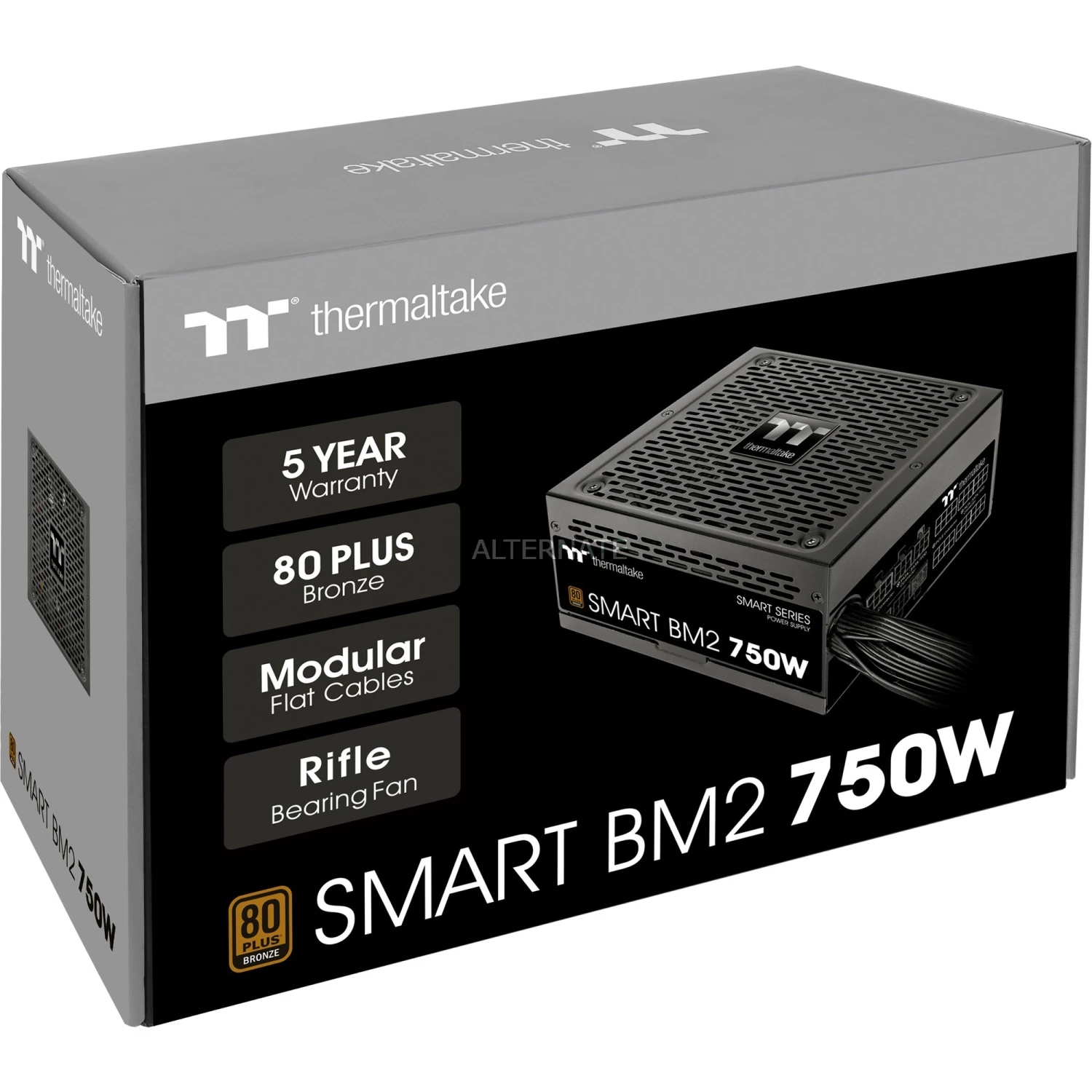 Ab 750 Watt Thermaltake Smart BM2 Semi Modular 750W, PC-Netzteil (schwarz, 4x PCIe, Kabel-Management, 750 Watt) 8 Ab 750 Watt Thermaltake Smart BM2 Semi Modular 750W, PC-Netzteil (schwarz, 4x PCIe, Kabel-Management, 750 Watt) – Bild 6