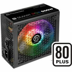 Ab 500 Watt Thermaltake Smart RGB 500W, PC-Netzteil (schwarz, 2x PCIe, RGB, 500 Watt)