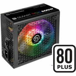 Ab 500 Watt Thermaltake Smart RGB 600W, PC-Netzteil (schwarz, 2x PCIe, RGB, 600 Watt)