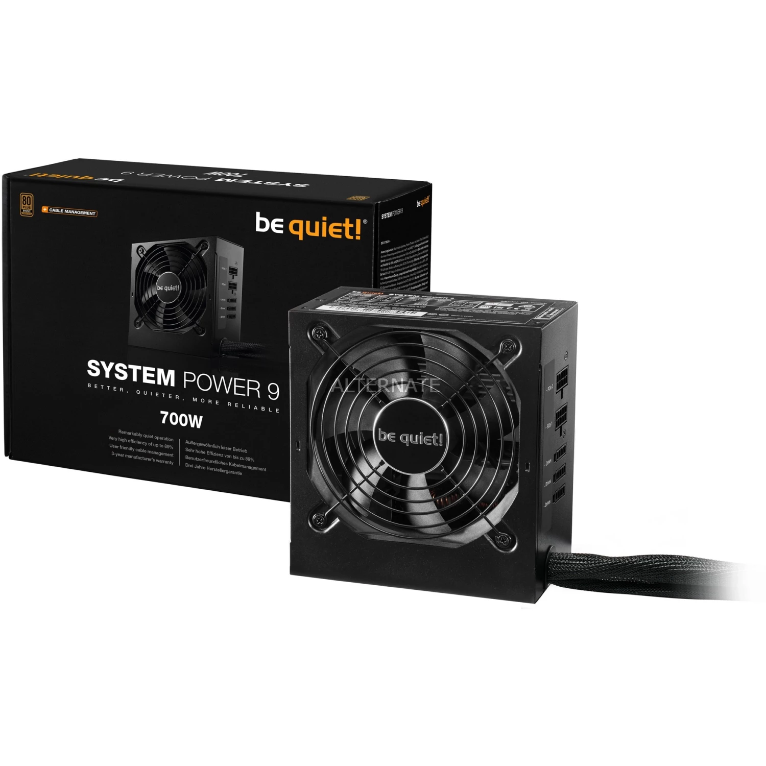 Ab 500 Watt Be Quiet! System Power 9 CM 700W, PC-Netzteil (schwarz, 4x PCIe, Kabel-Management, 700 Watt) 5 Ab 500 Watt Be Quiet! System Power 9 CM 700W, PC-Netzteil (schwarz, 4x PCIe, Kabel-Management, 700 Watt) – Bild 3