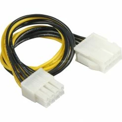 Netzteilkabel Goobay Internes Stromkabel 8-Pin EPS, Verlängerungskabel (schwarz/gelb, 28cm, Bulk)